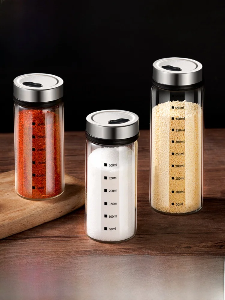 

High Borosilie Glass Seasoning Bottle Kitchen Storage Container for Barbecue Spice Dispenser Home Use Salt aker Set
