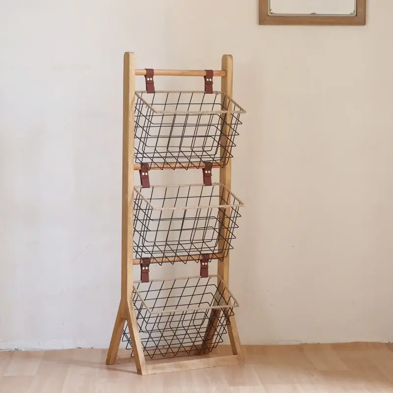 Home Floor Simple Storage Rack Household Living Room Kitchen Multi-functional Storage Shelves Metal Storage Shelves Snack Toys