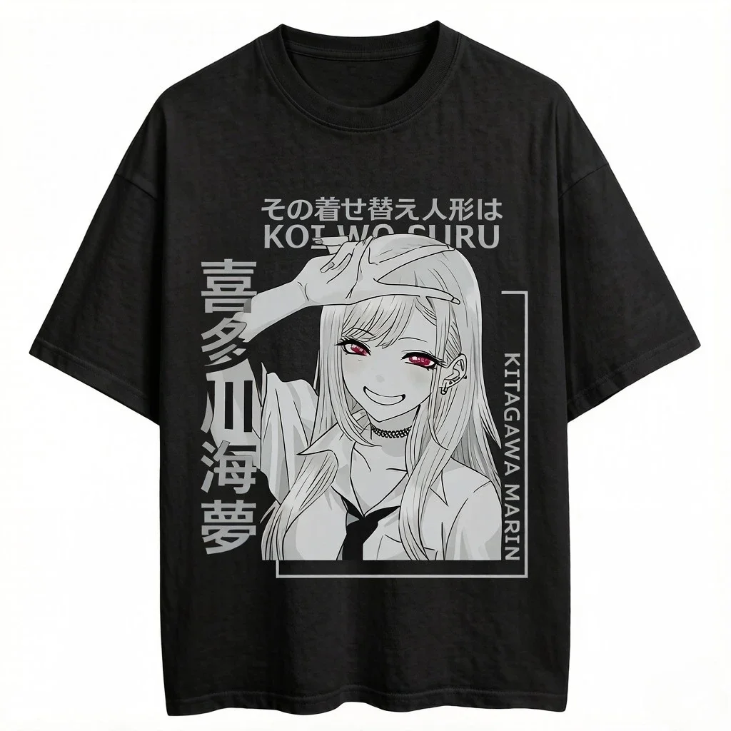New My Dress-Up Darling Kitagawa Marin Anime T-shirts Suitable Summer High Quality Men's Clothing Women's Couples T Shirt