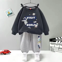 Autumn Baby Boy Clothes Set Kid Astronaut Printed Sweatshirts Pullover Top And Pants 2pcs Suit Children Girls Fashion Tracksuits