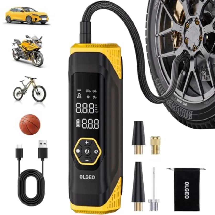 Tire Inflator Portable Air Compressor 180PSI Cordless 6X Faster Air Pump Air Compressor with Pressure Gauge One Click Smart Tir