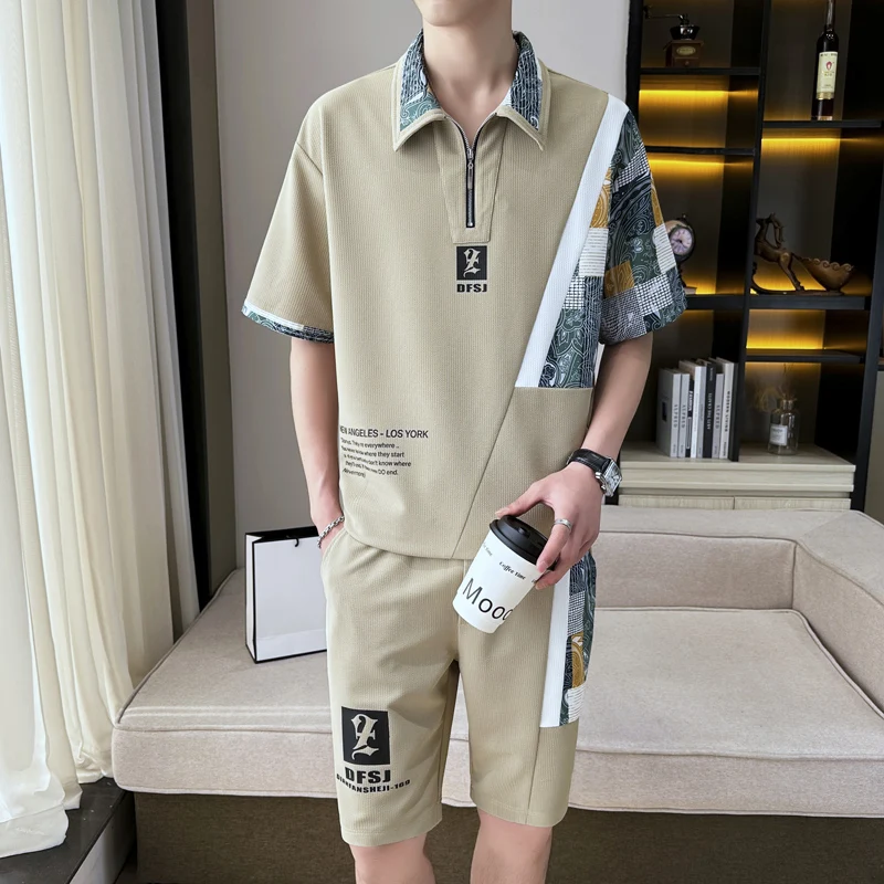 New 2024 Summer Two Piece Men's Sets Casual T-Shirt&Shorts Streetwear Short Sleeve Top Tees And Pant Tracksuit Youth Outdoor Set