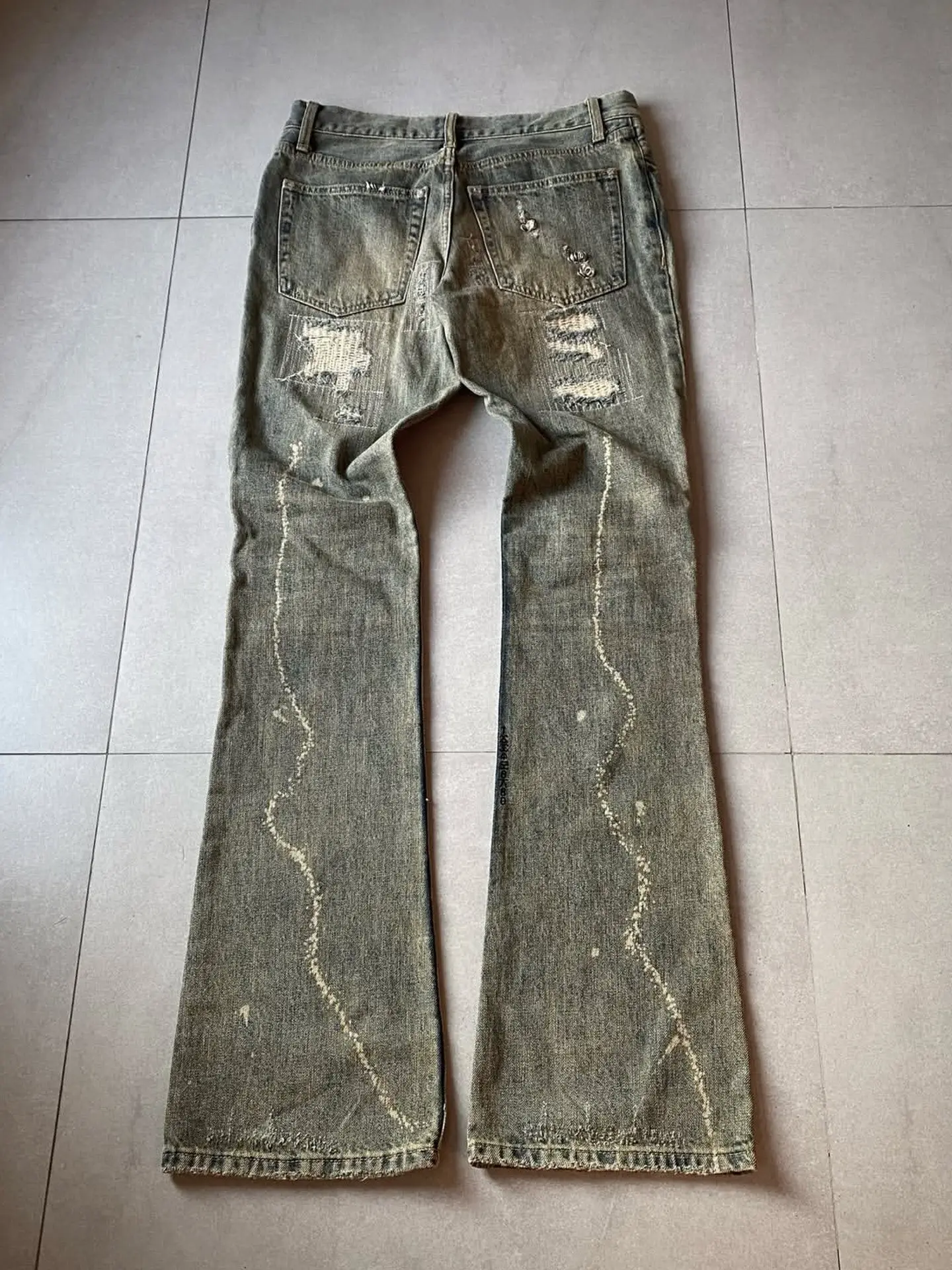 BLACK JOKER if6was9 Visual Kei Super Rare Early Iron Ring Destruction, Washed-out Vintage Denim