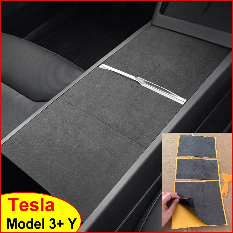 Capa protetora de console central de camurça para tesla novo modelo y juniper 2025 lançamento modelo 3 + highland 2024 painel central filme adesivo