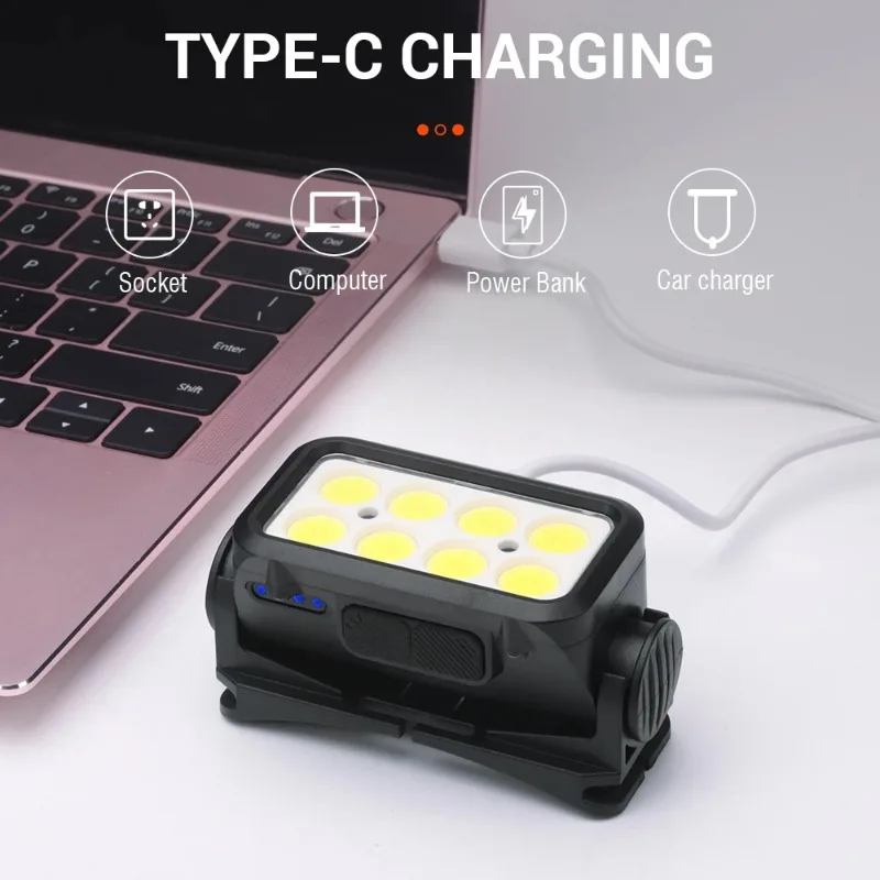Portable USB Rechargeable Headlamp LED Headlight Built-in Battery Waterproof Head Flashlight Hiking Camping Head Front Torch