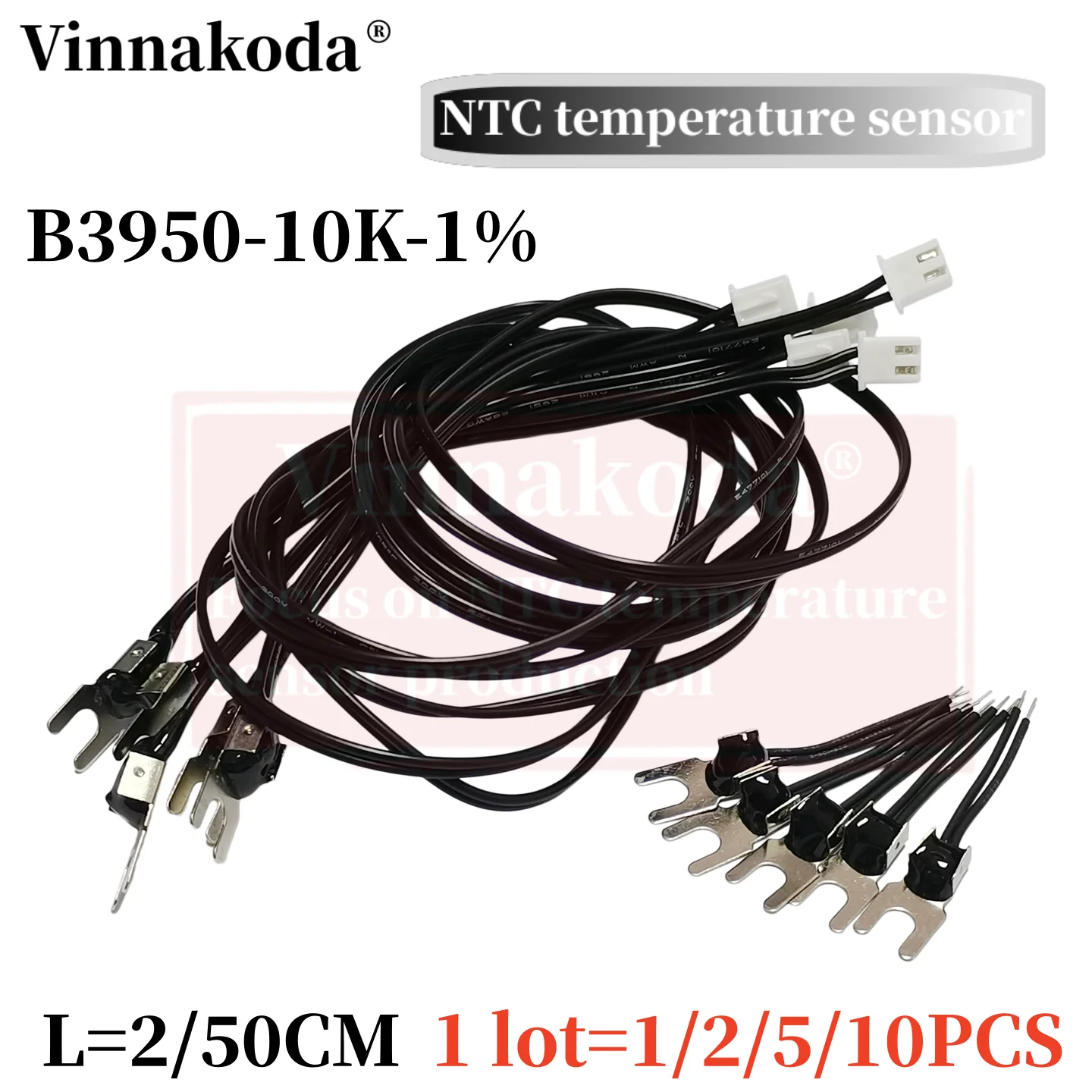 

1/2/5/10PCS U-shaped patch-type fixed temperature temperature sensing probe B3950-10K-1% L2/50CM
