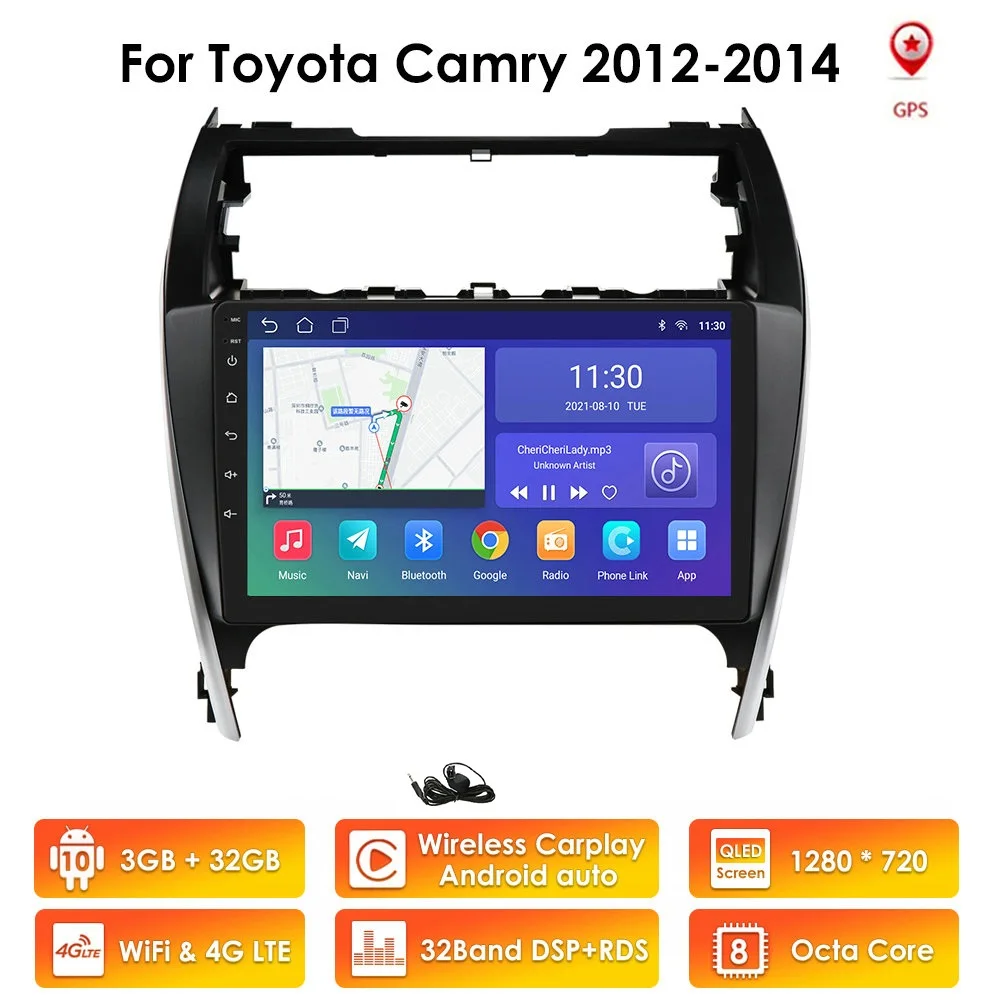 Android 10 Car Radio For Toyota Camry 2012-2014 US Version Car Multimedia System Autoradio GPS Navigation Carplay Android Auto