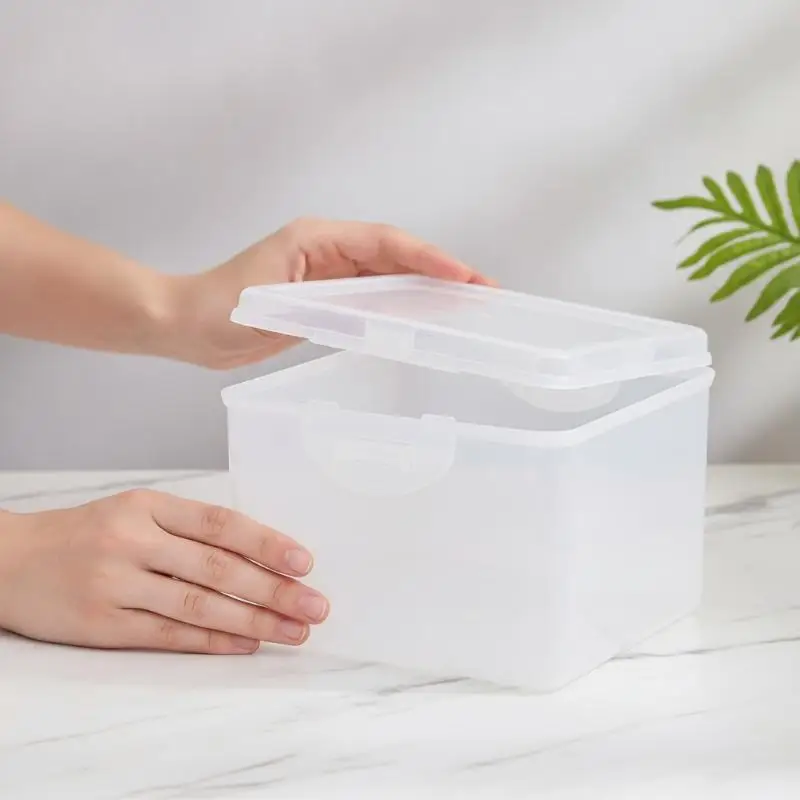 1Pcs With Lid Storage Box Rectangular Shape Multi-purpose Storage Case Plastic Clear Small Thing Container