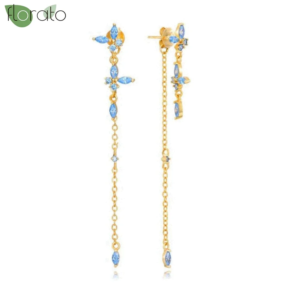 925 Sterling Silver Small Hoop Earrings, Blue Pendant