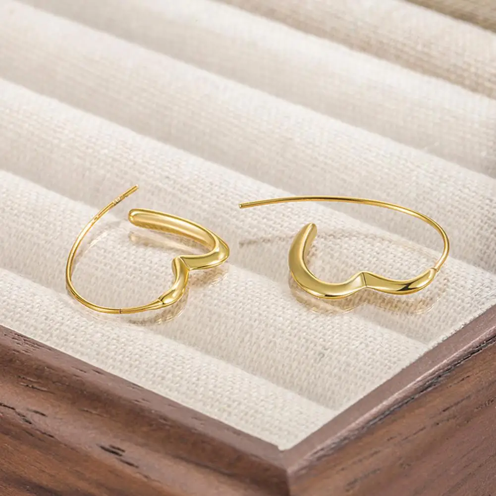 Ear Jewelry Women Huggie Earrings Set Irregular Heart Shape Alloy Jewelry Electroplated Solid Color Leverback Earrings for Party