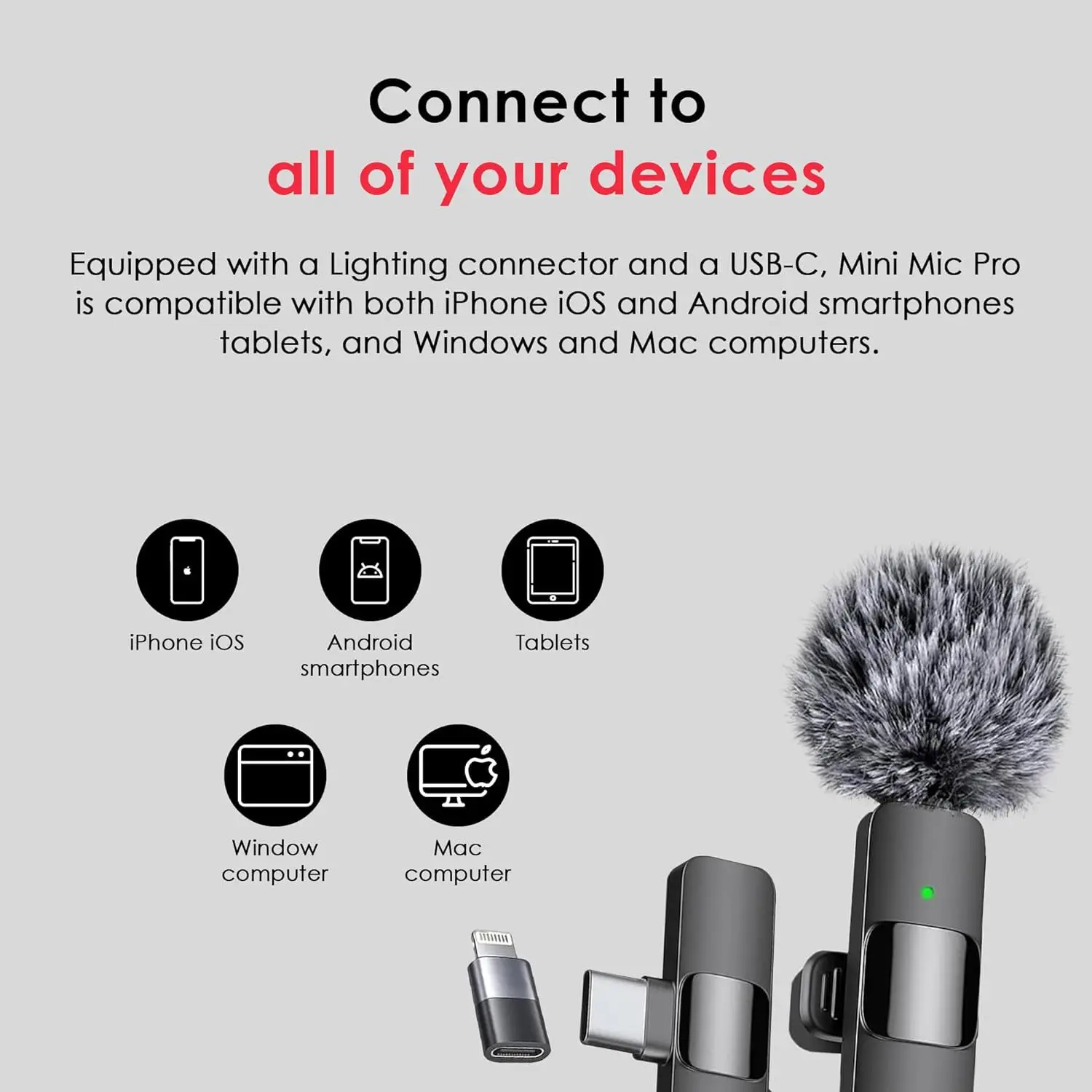 K9 Wireless Lavalier Microphone Hairball Converter One To Two Live Broadcast Microphone Sponge  Small