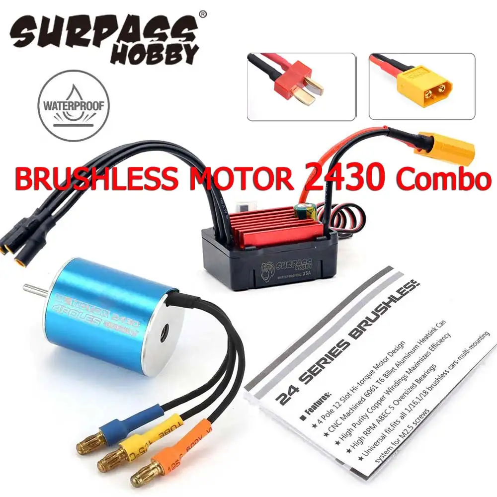 Surpass Hobby Waterproof Brushless Motor 2430 Combo 5800KV 7200KV 8200KV 25A ESC for Tamiya Wltoys kyosho 1/18 1/20 RC Car Boat