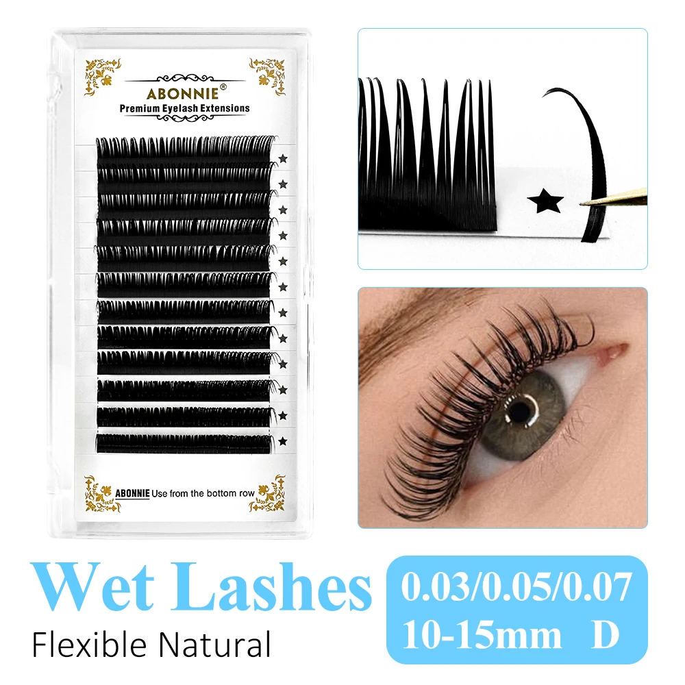 

ABONNIE Spikes Lashes Wet Eyelash Extensions 0.03 0.05 0.07mm Manga Cosplay Fluffy Eyelashes
