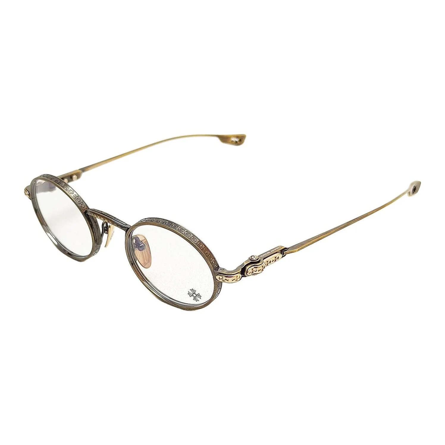 Monturas de Gafas Redondas de Plata de Ley 925 Chrome Hearts Unisex, Color Dorado HONEY DIPPED AG