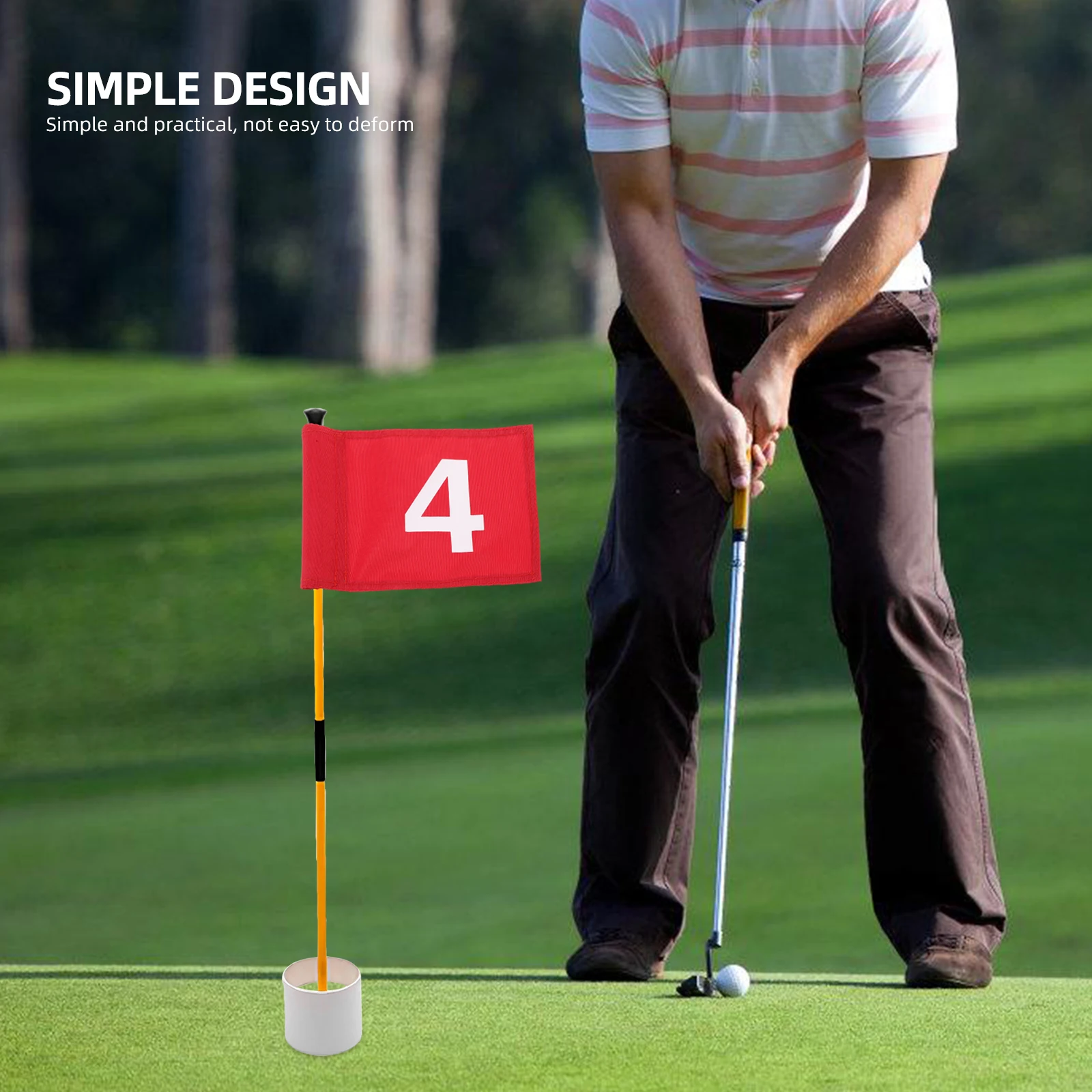 

1pcs Red Golf Durable Nylon Practice Training Portable Golfs Flag Fade Resistant Easy Installation Space Saving