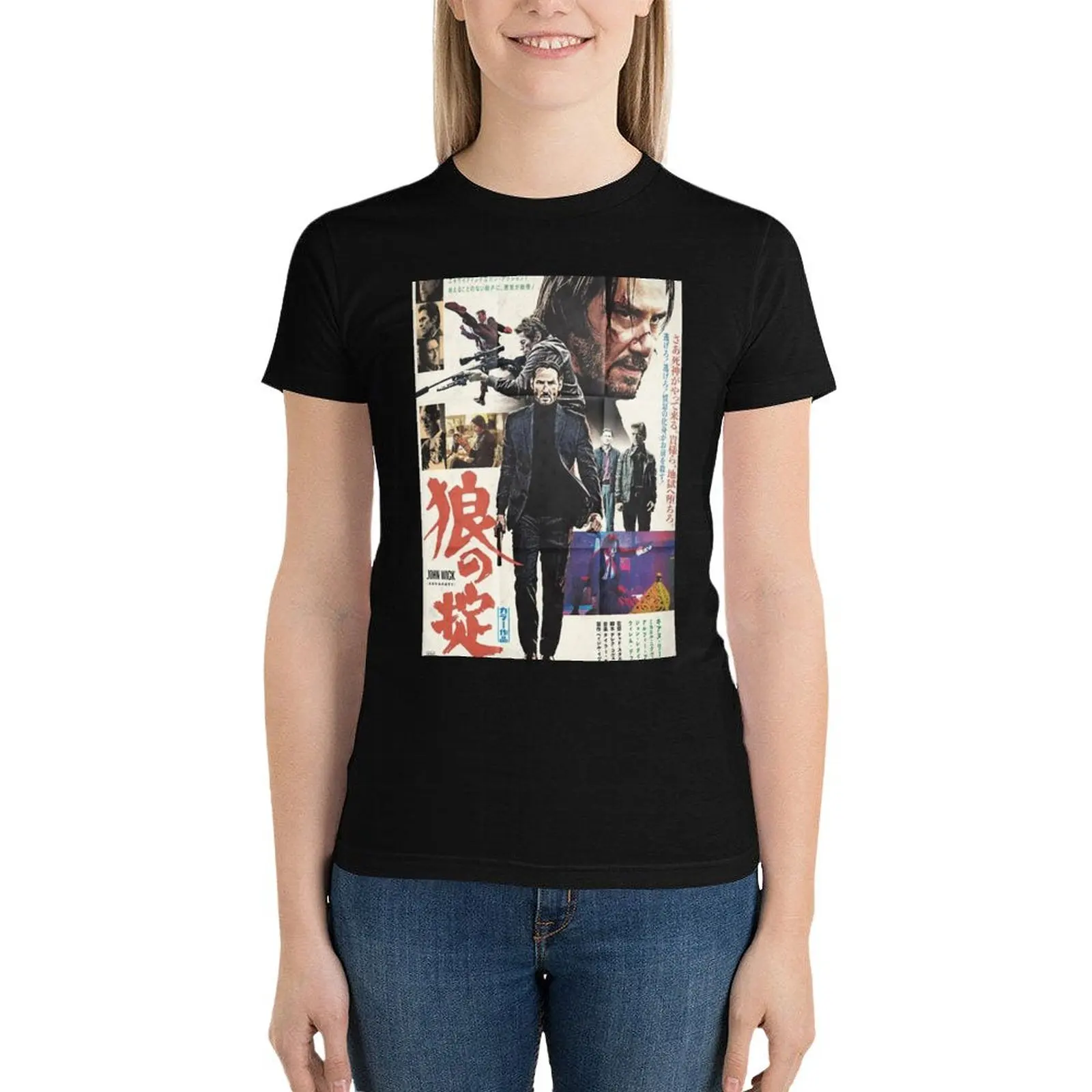 

John Wick Japanese Movie Poster T-Shirt Short sleeve tee cute clothes oversized Womens graphic t shirts