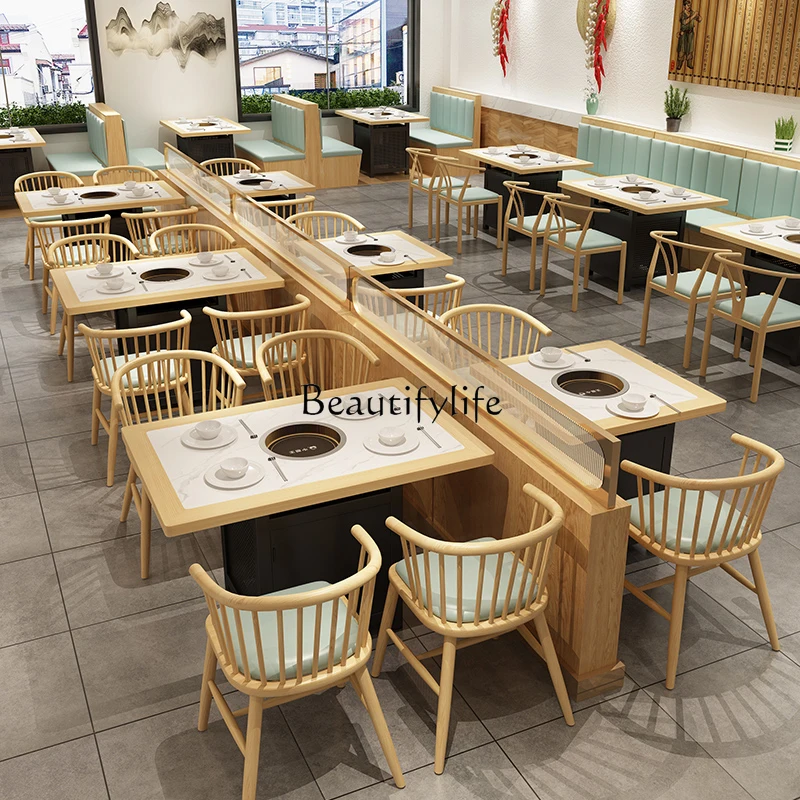 Restaurant Table and Chair Combination Hamburger Snack Hot Pot Restaurant Chair Combination Commercial Table