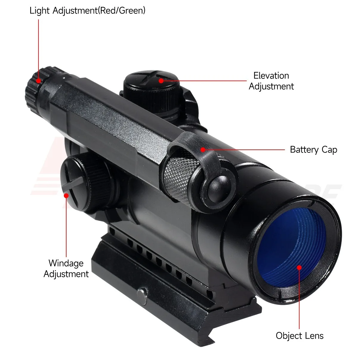 Tactical M3/M4 Red Dot Sight Precision Reflex Scope Red Green Dot Adjustable Compact Collimator Hunting Fit 20mm Rail Mount - view 4