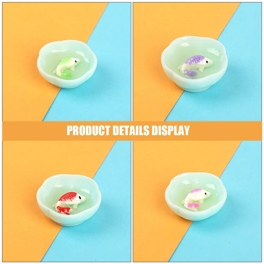 

12Pcs Miniature Fish Bowl Simulation Resin Goldfish Tank Mixed Color Mini House Decoration Micro Landscape Scene Accessories