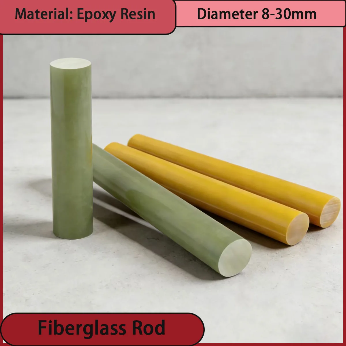 Epoxy Resin Rod FR4 Glass Fiber Rod Light Green/Yellow Diameter 8-30mm Insulation Structural Material