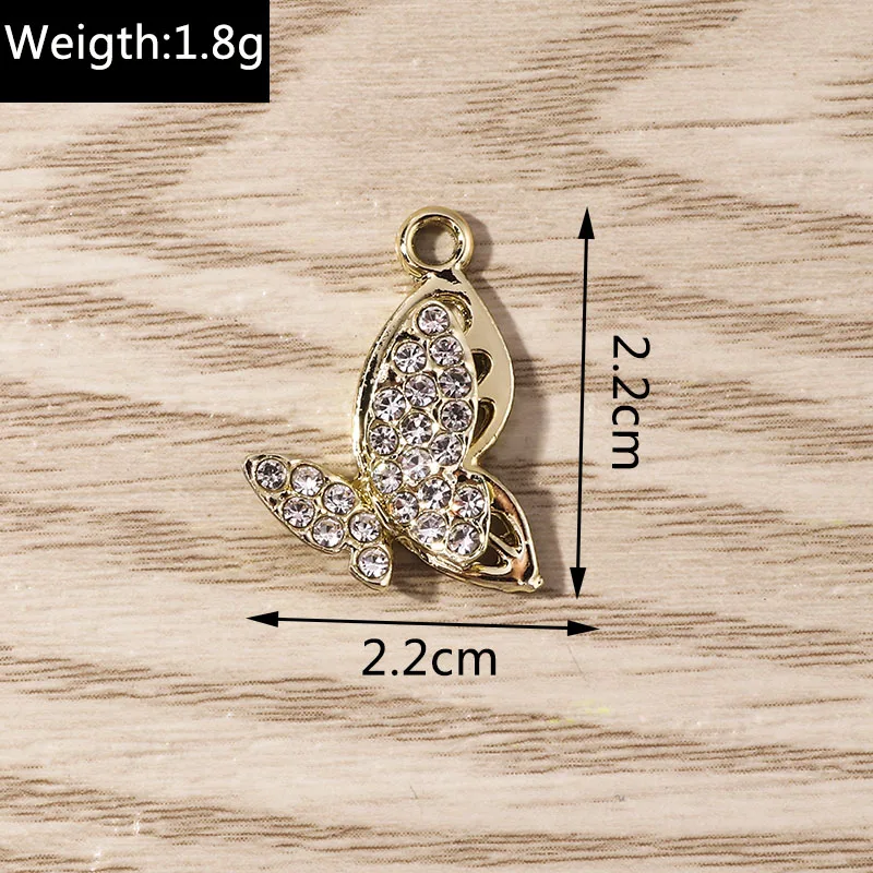 Tusember 10 Stück Exquisite Schmetterlingsanhänger in Goldfarbe, Kristall-Schmetterlingsanhänger für Schmuckherstellung, Mode-Ohrringe, Halsketten, DIY – Detail 18