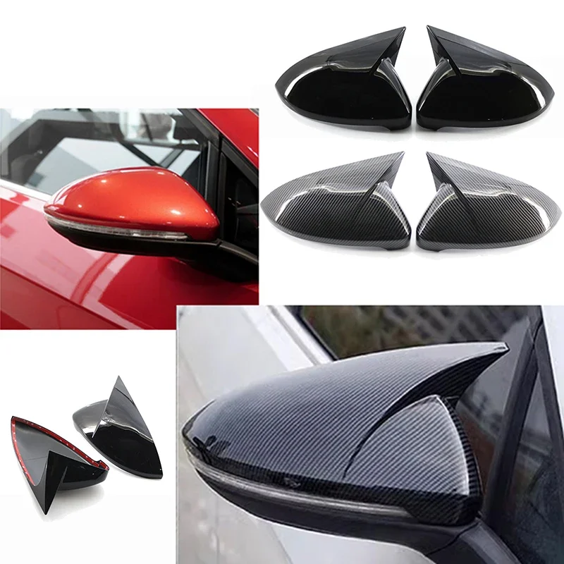 

For VW Golf MK7 GTI R GTD Side Mirror Covers Carbon Fiber Glossy Matte Black ABS Left+Right Exterior Styling Tuning Accessories