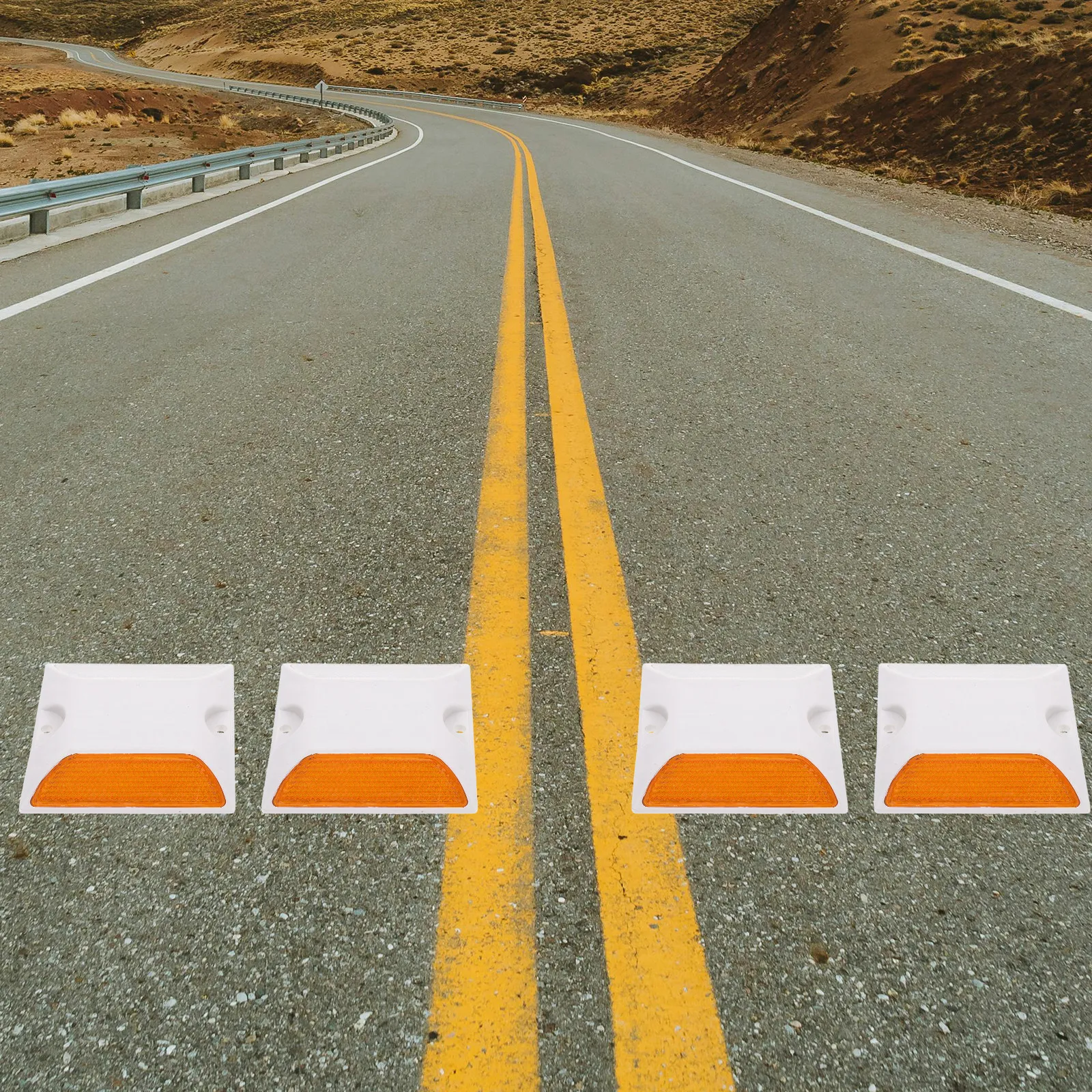 2Pcs Reflective Pavement Markers Road Studs for Nighttime Driving Safety Uv Resistant Compression Strong Easy Install Garage
