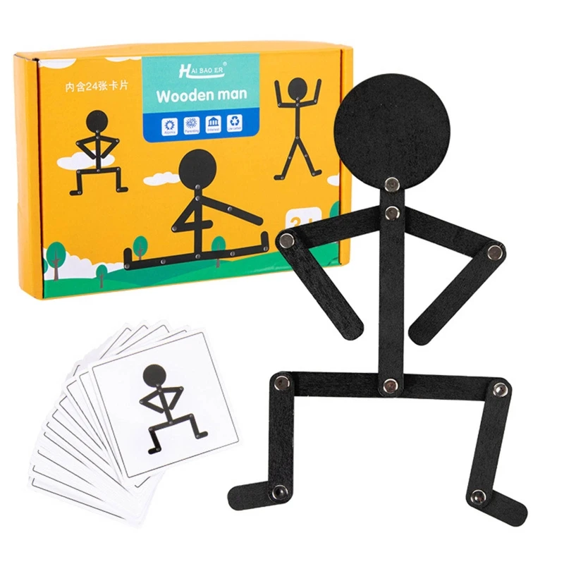 Montessori homem quebra-cabeça brinquedo postura correspondência criativo jogo tabuleiro para crianças criança 2/3/4 ano adereços aprendizagem precoce h055