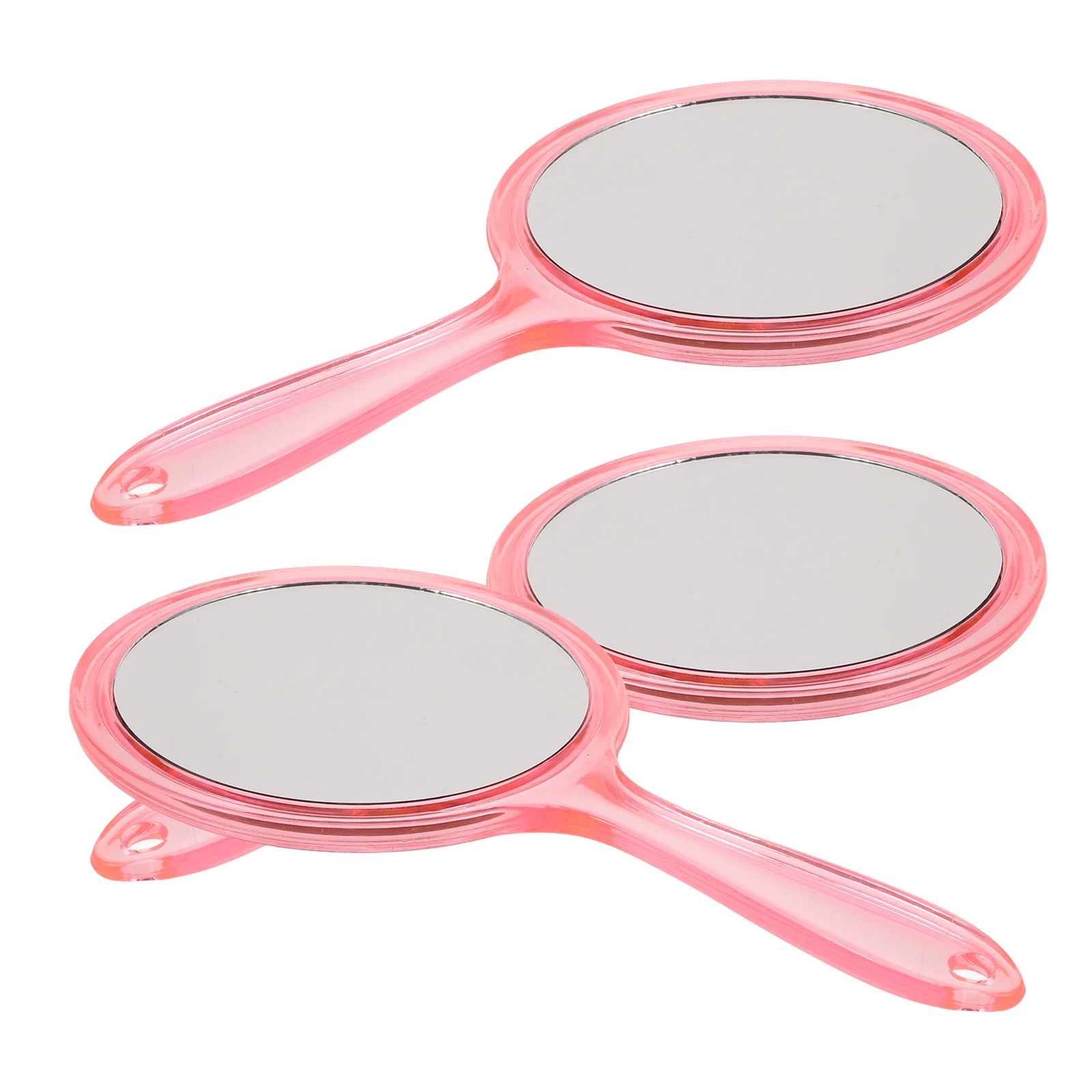 

3Pcs Handheld Magnification Mirror Double-Sided Plastic Handle Portable Makeup Vanity Travel Bathroom Compact Dressing Table