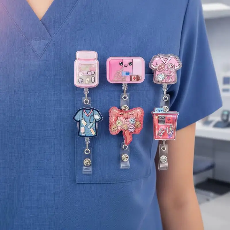 Shaker Acryl Anime Ausziehbarer Krankenschwester-Ausweishalter, Darm-Form, für Medikamentenflaschen, Arzt-Ausweishalter, Ersatzteile – Detail 2