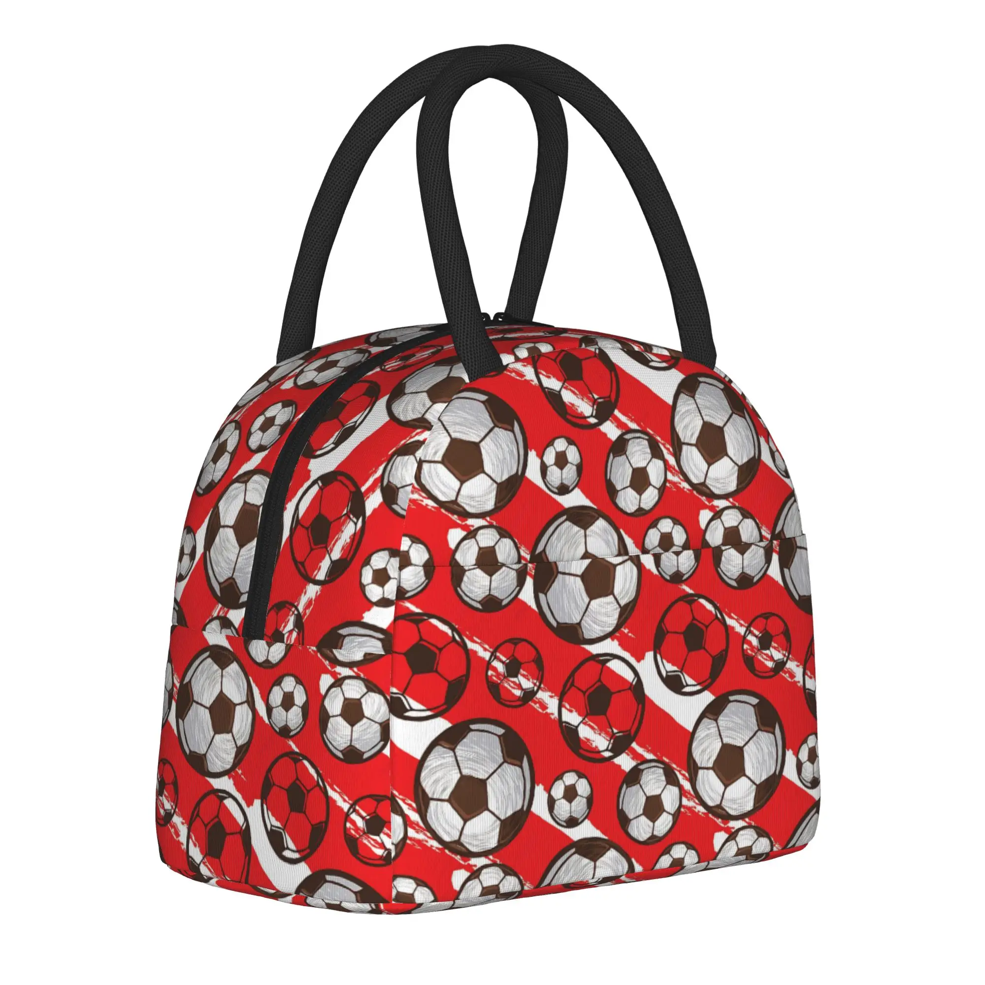 Football Soccer Patten Insulated Lunch Bag High Capacity  Meal Container Thermal Bag Tote Lunch Box Beach  Travel Men Women