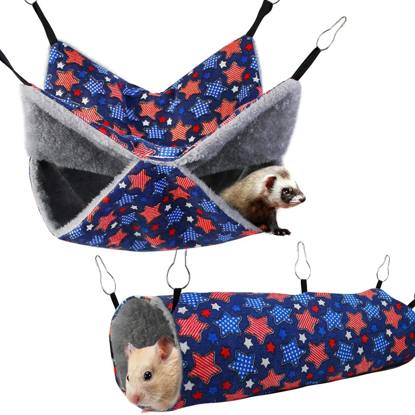 Ferret Rat Hammock Set Guinea Pig Hideout Bed Soft Hamster Toys Hanging Tunnels and Tubes for Cage Accessories