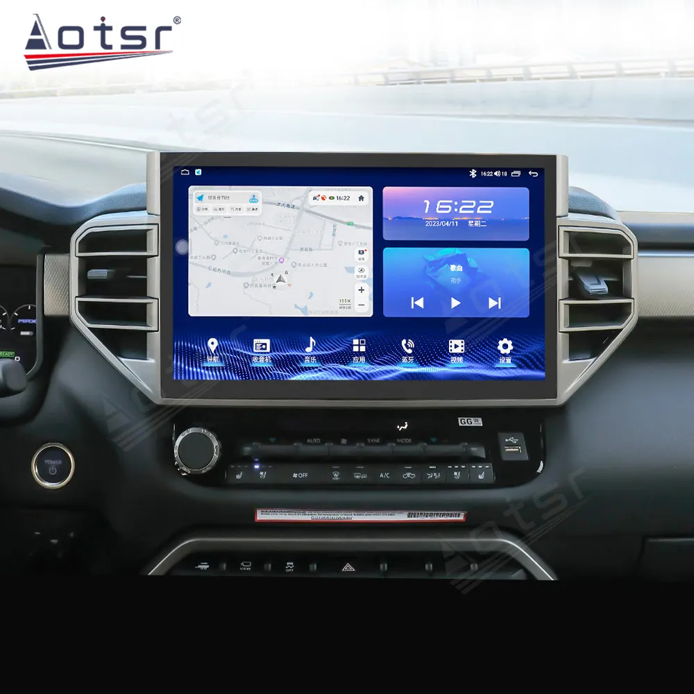 6+256G 13.3 inch QLED Touch Screen Android 11 For Toyota Tundra 2022-2023 GPS Navigation Wireless Carplay Radio Player Head Unit