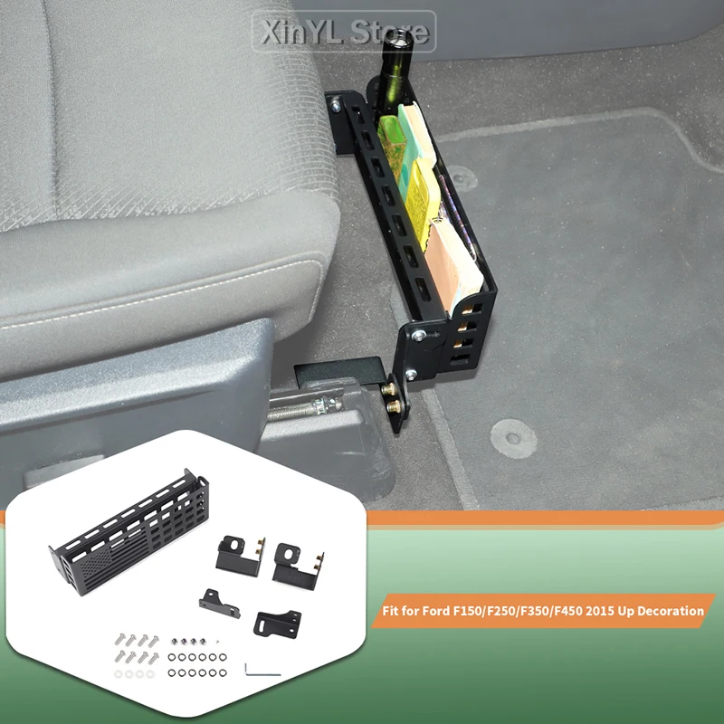 Car Metal Storage Box Under Front Seats Organizer Container For Ford F-150 F-250 F-350 F-450 2015 Up Car Interior Accessories