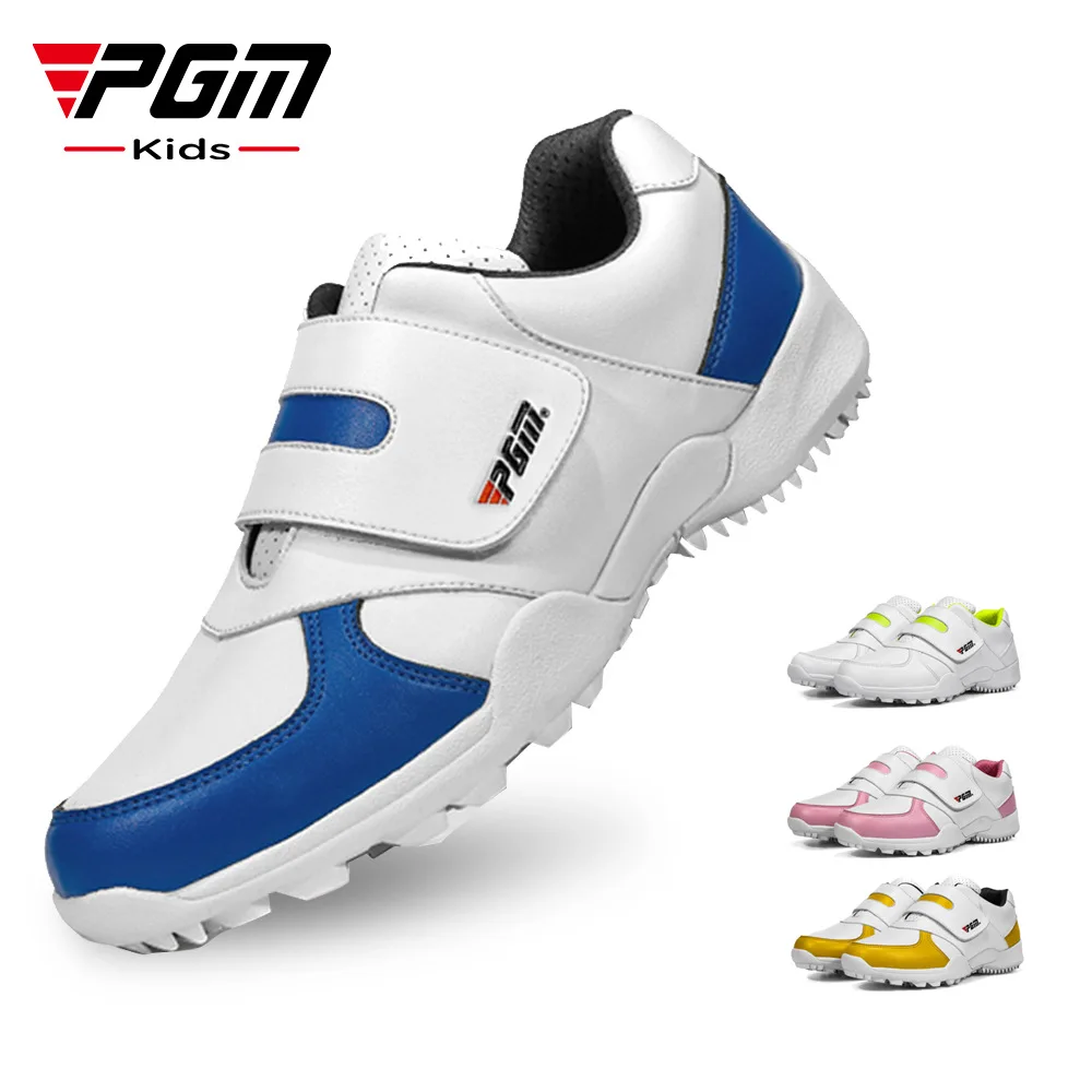 PGM Kids Golf Shoes Non Slip Rubber Sole Breathable Ultra Fiber Leather Multi Colors for Boys Girls