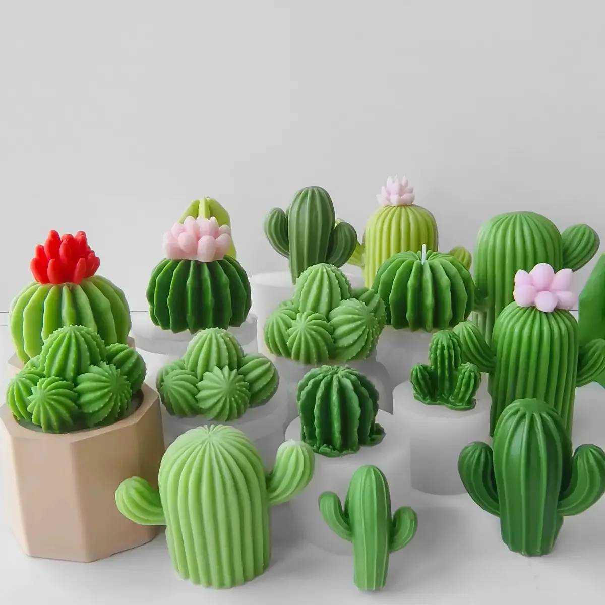 Molde de silicona para vela de Cactus, bricolaje, Cactus tridimensional, yeso para aromaterapia, regalo creativo hecho a mano