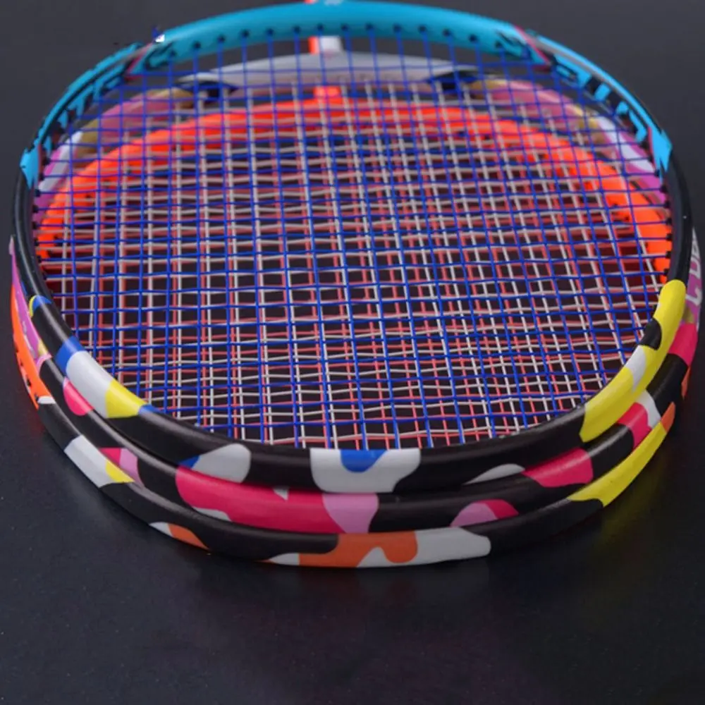 Pegatina de cabeza de raqueta de bádminton multicolor, cinta protectora de marco de PU de 1,7x25cm, pegatina protectora de marco de raqueta de desmontaje