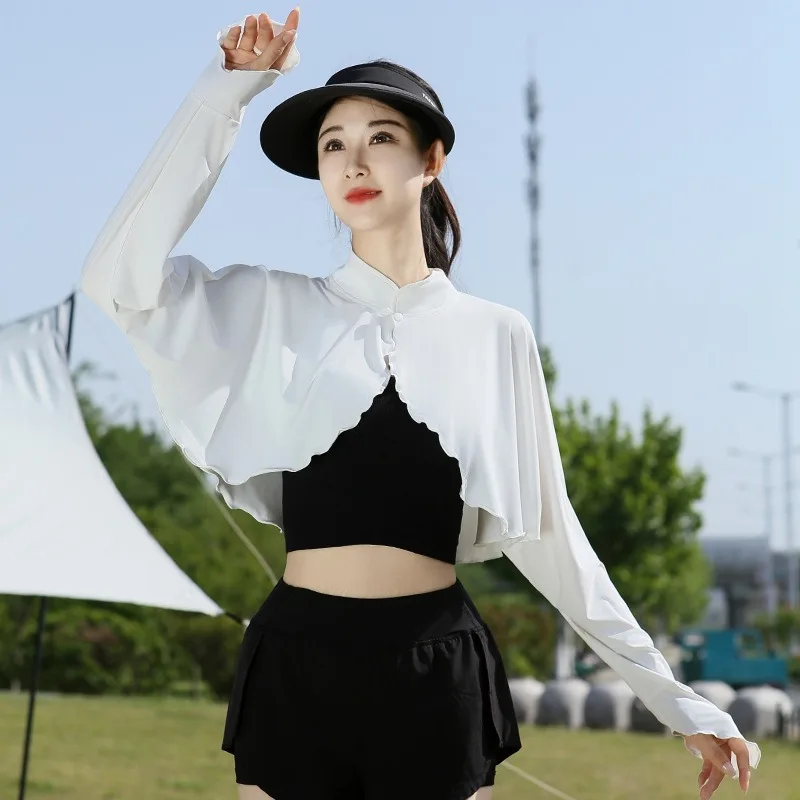 

Standing collar sun protection shawl for women light style suitable for cycling driving outdoor activities