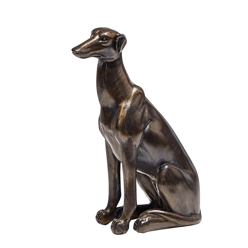 Antique Bronze Resin Greyhound Dog Statue Sculpture Vintage Animal Figurine Home Decor Living Room Decorative Ornament