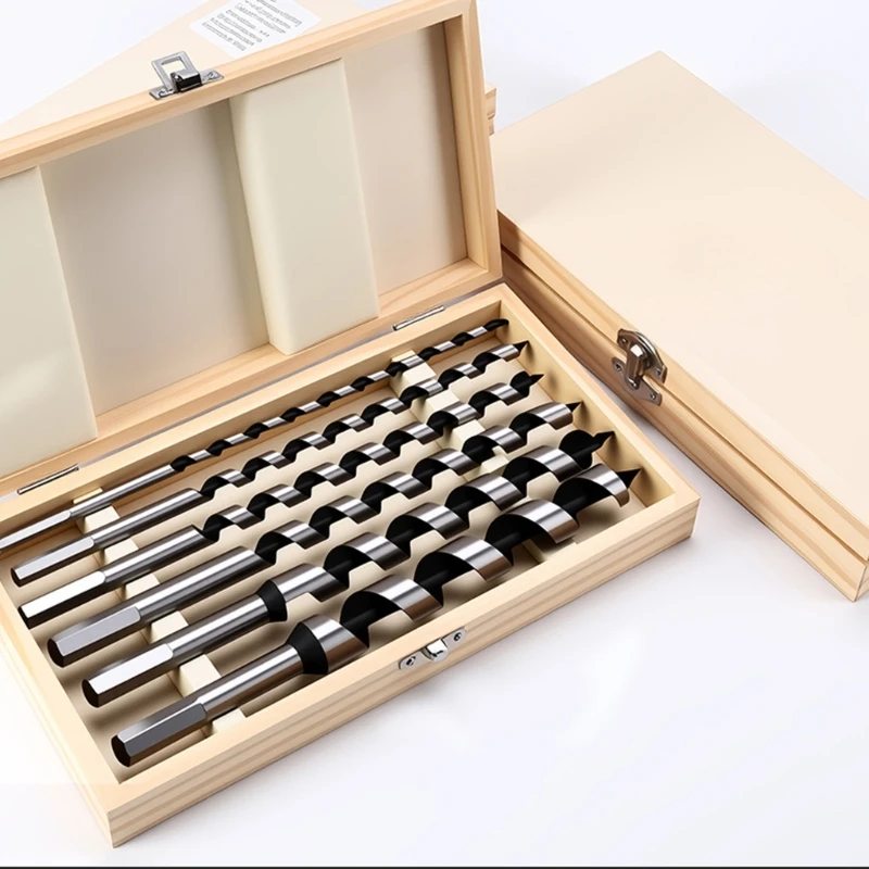 

6 Piece Long Woodworking Drill Bit Heavy Duty For Solid Drilling M4YD