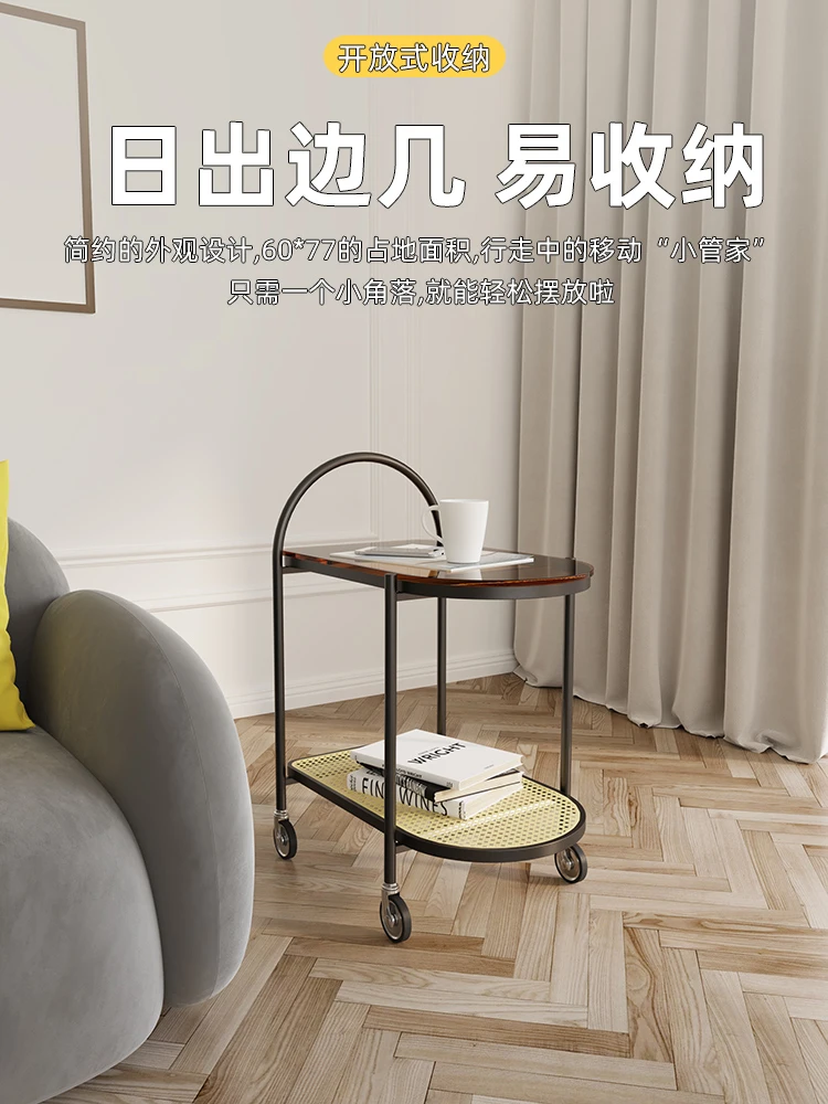 

Trolley and Sofa for Living Room, Simple and Movable Corner, Small Apartment Design, Coffee Table, Wheeled Side