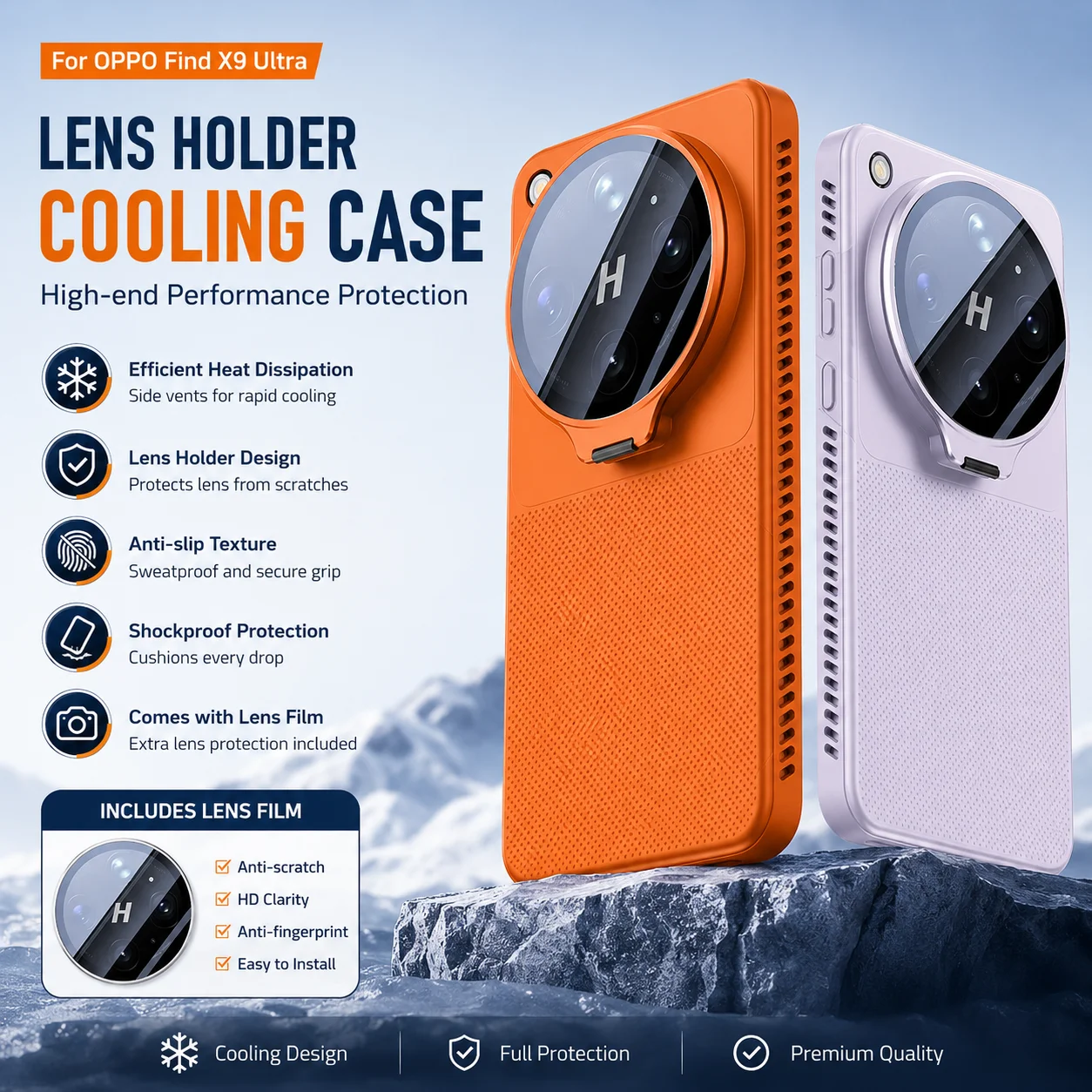 2026 New Case for OPPO Find X9 Ultra Lens Holder Heat Dissipation Scratch-resistan Bumper Shockproof Breathable Cooling Cover