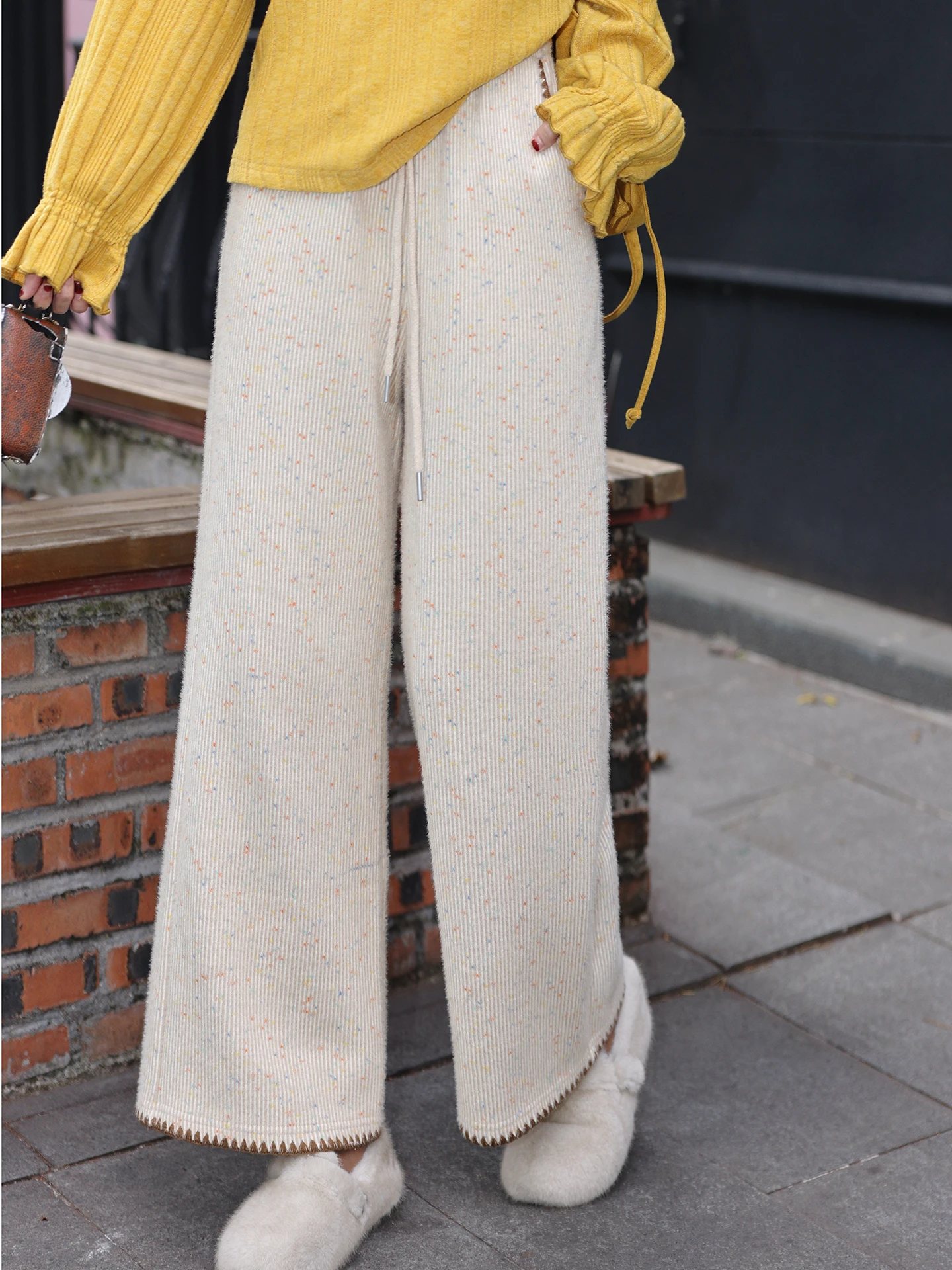 

Брюки женские прямые с высокой талией, повседневные, свободного кроя, для осени и зимы, модель «Облачное ощущение», длинные брюки