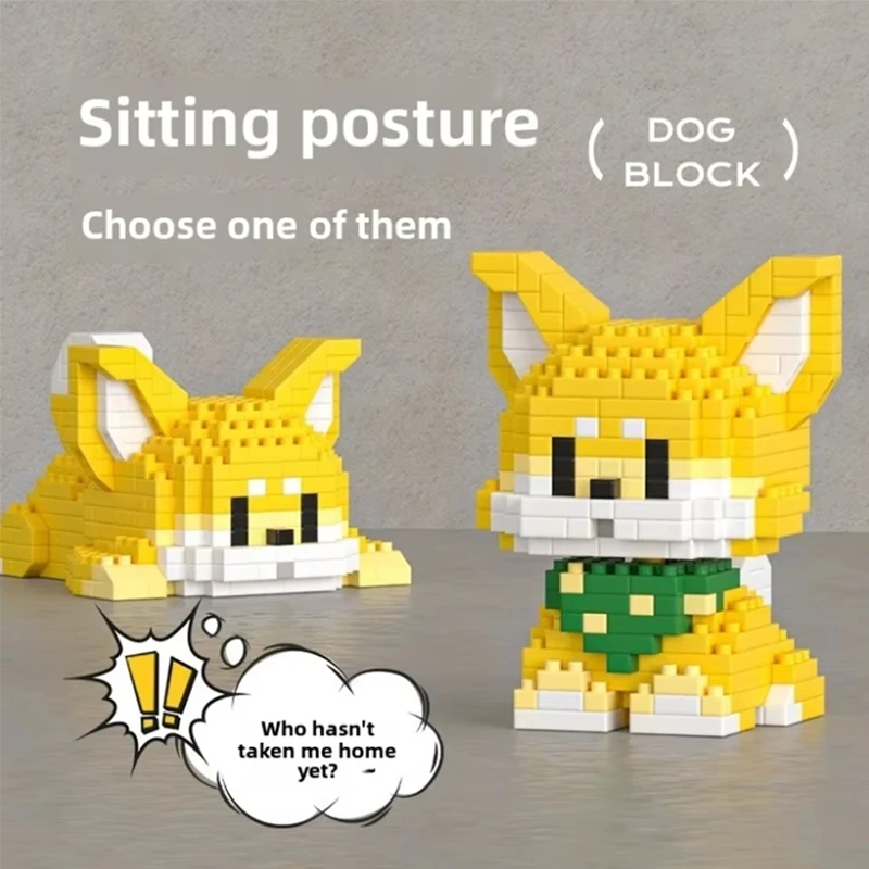 Novo bonito animais de estimação cães teddy shiba inu poodle schnauzer golden retriever animais blocos de construção kit tijolos modelo crianças brinquedo