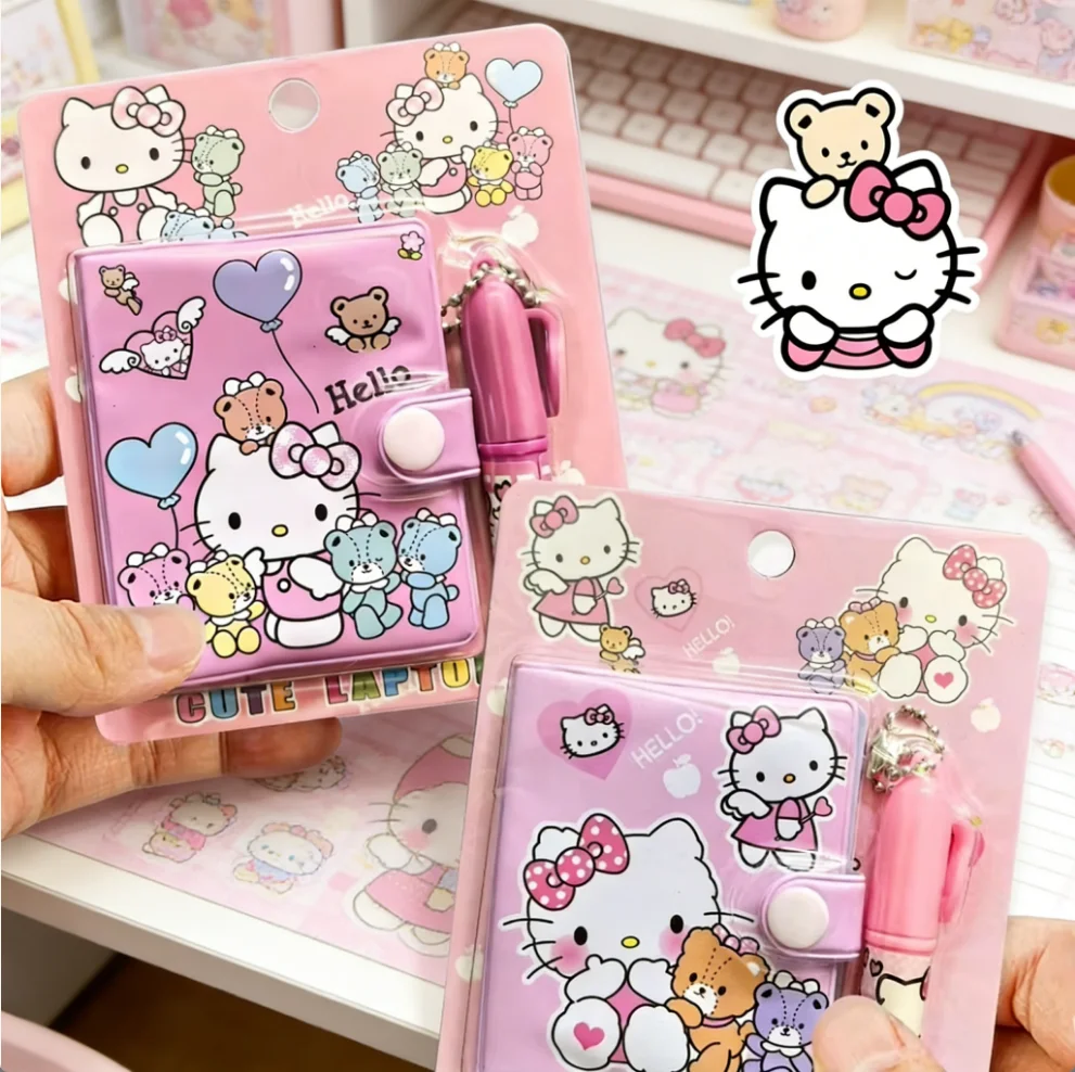 

New Sanrio kawaii cartoon animation figure Cute Hello Kitty notepad mini cute pen diary School student book hand ledger