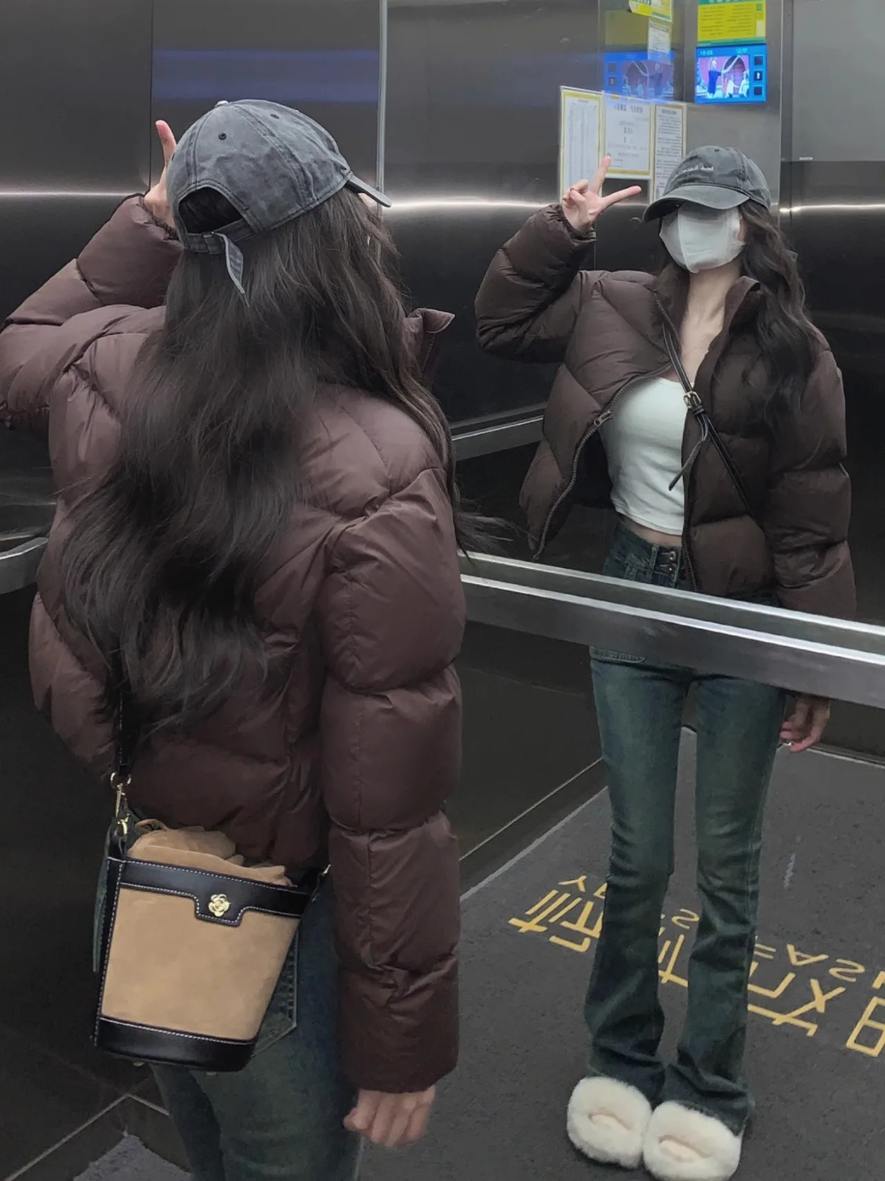 

American Sle ort Stand Collar down Jaet Women's Winter Design Unique Small Ken Meadow Cotton Coat Cotton Jaet