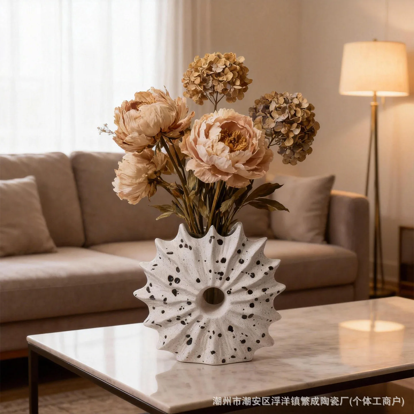 Ceramic Vase Creative Flower Arrangement Sea Anemone European Decorative Ornament SHEIN TEMU Cross-border Wholesale