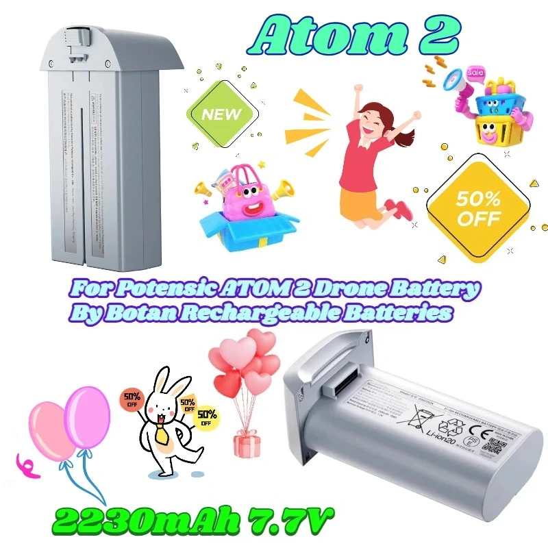 

2230mAh 7.7V for Potensic ATOM 2 Drone Battery By Botan Rechargeable Batteries