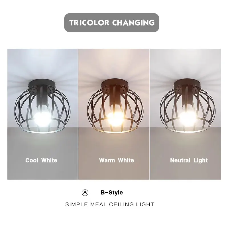 Retro E27 Ceiling Lights For kitchen Balcony Entrance Vintage Indoor Ceiling Lamps Decor for Bedroom Living Room Cage lamp