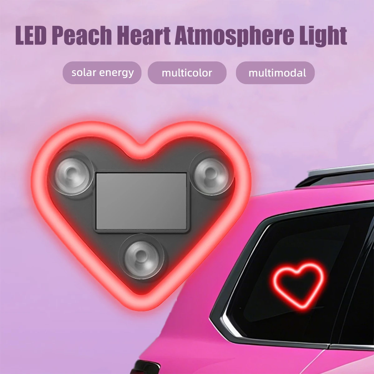 

1PC Solar Energy Car Windshield Decorative Light Love Ambient Interior Light Wireless Day Running Light USB Automotive Light